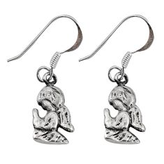 3.10gms indonesian bali style solid 925 sterling silver angel earrings jewelry